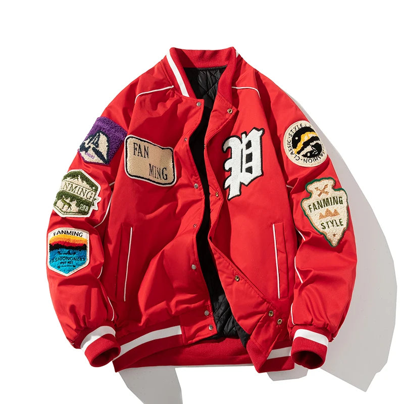 Varsity Jacket Letter Badge American Baseball Jacket Street Coat Youth Couple Clothes Blue Red