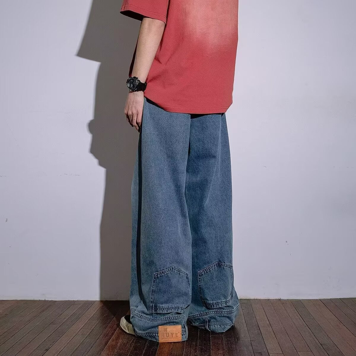 Loose Washed Micro Flared Straight Leg Floor Pants