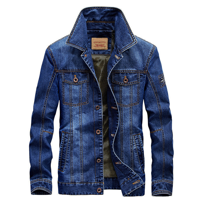 Casual Men's Denim Jacket with Fleece Lining