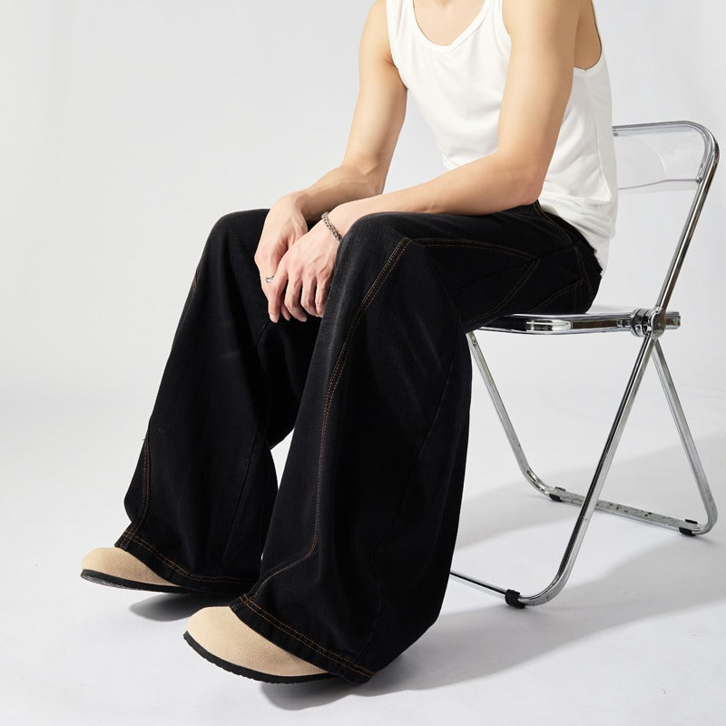 Loose and Clean Fit Curved Knife Versatile Straight Leg Pants