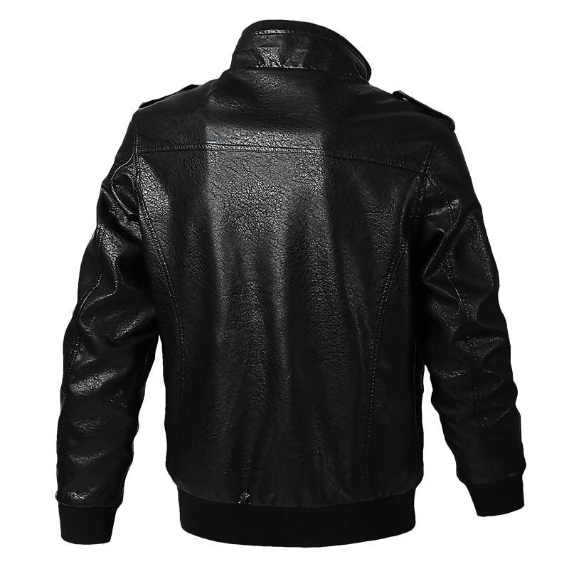Faux Leather Jacket for Men - Windproof Military Army Bomber Jacket and Coat
