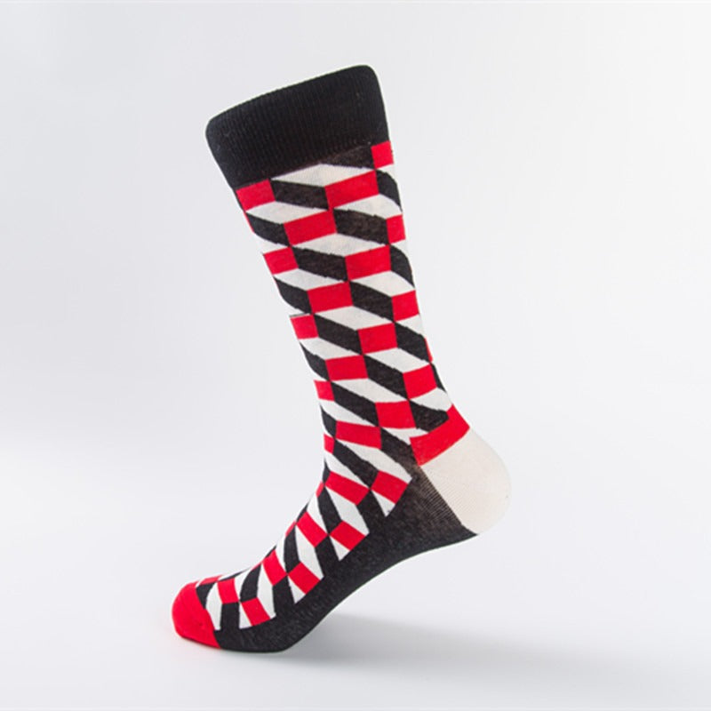 Colorful Geometric Shape Medium High Cotton Socks