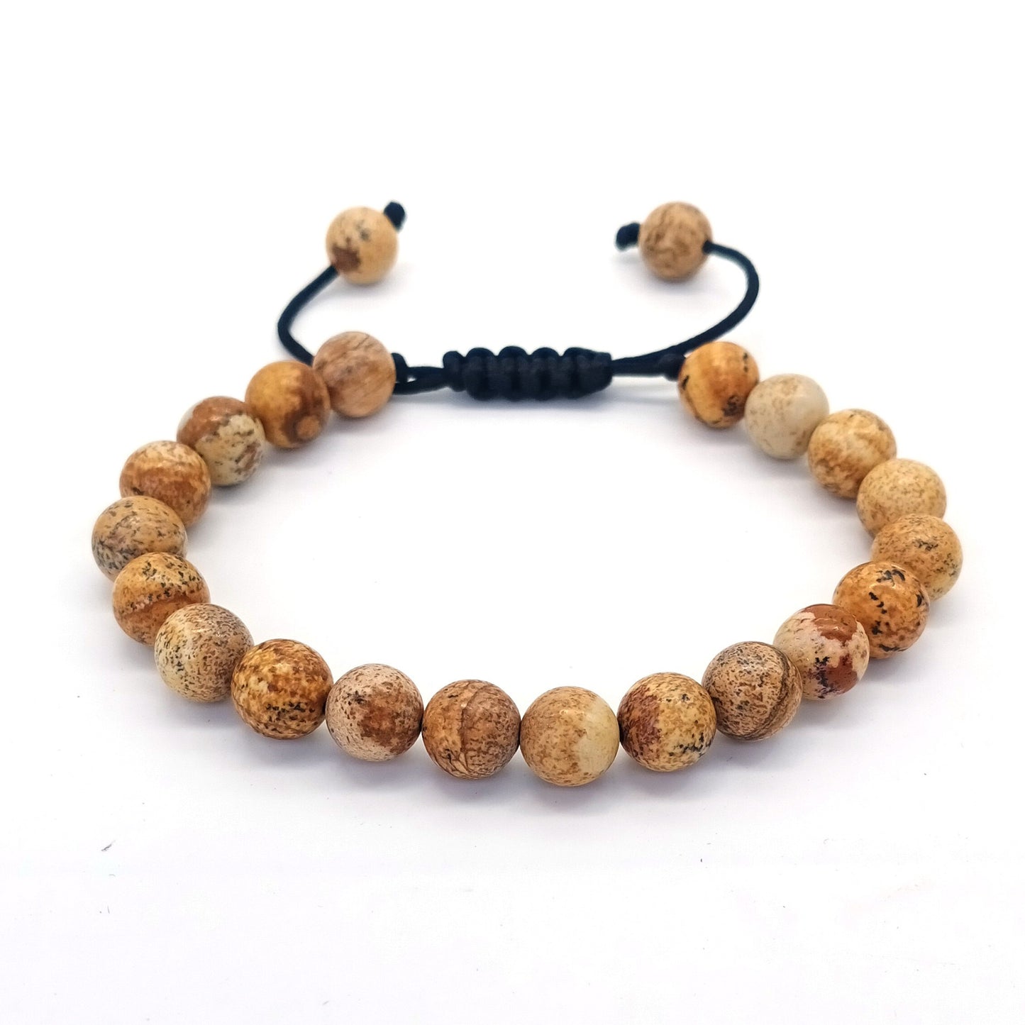 8mm Tiger Eye Stone Beads Bracelet - Adjustable Braided Rope Bangles