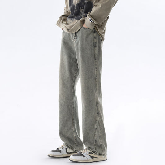 Men's Loose Fit Stylish Slimming Wide Leg Straight Denim Trousers