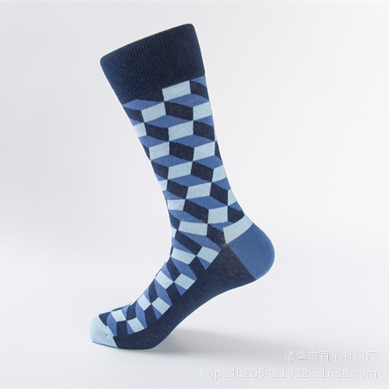 Colorful Geometric Shape Medium High Cotton Socks