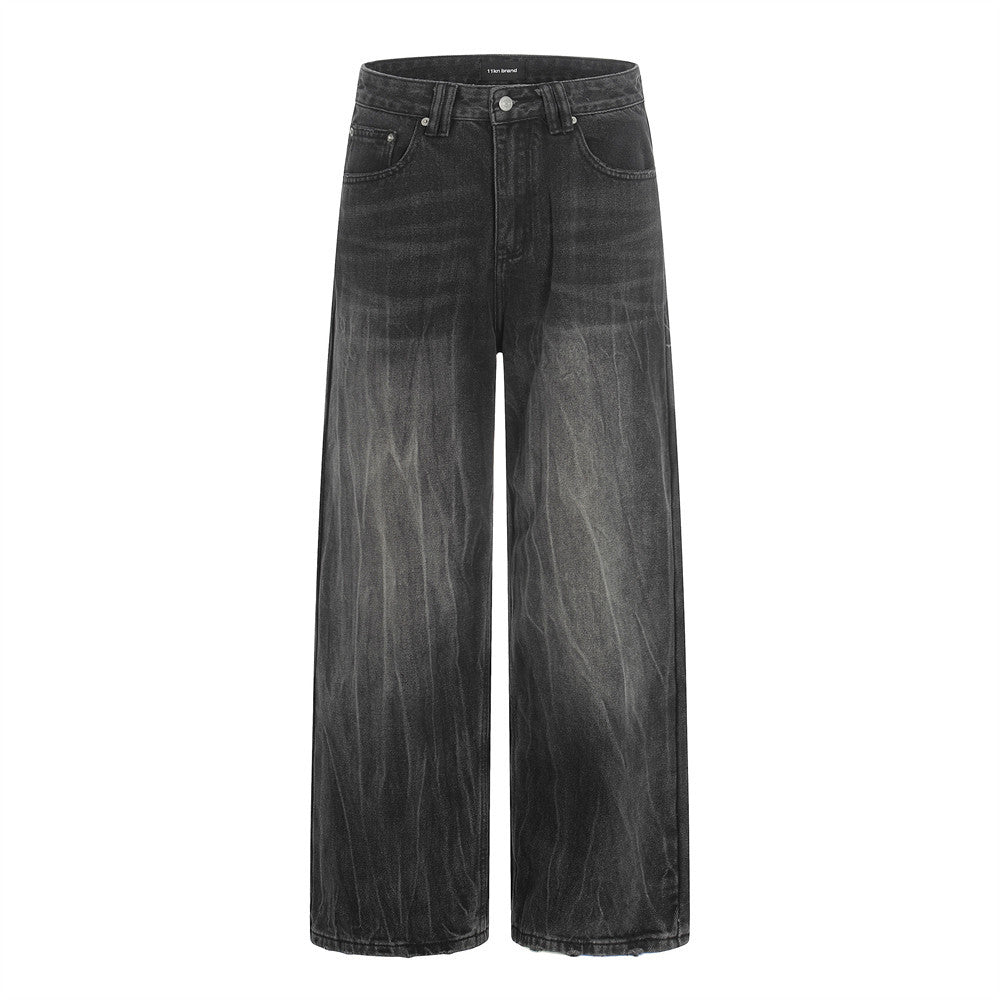 Whitewashed Denim Wide Leg Pants