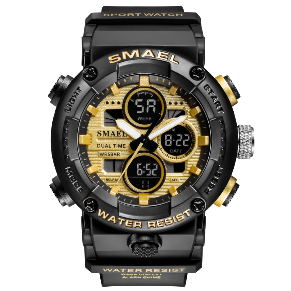 Men's Waterproof LED Digital Sports Watch with Stopwatch and Large Dial - Model 8038