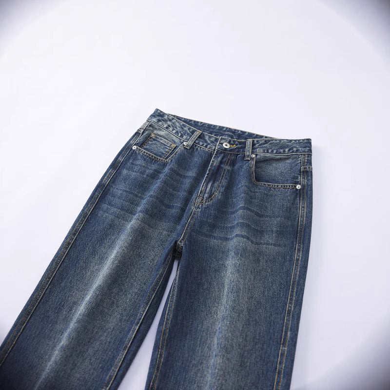Slim Wide-Leg Straight Jeans for Men and Women - Premium Japanese Denim