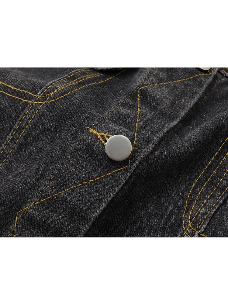 Retro Denim Jacket Women's Loose Zebra Pattern