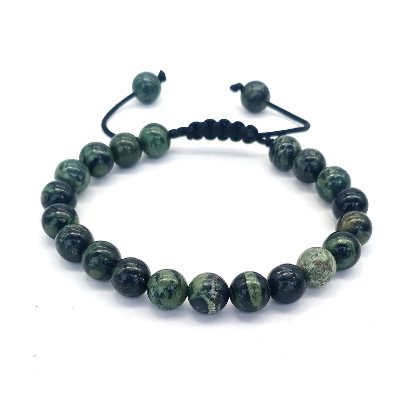 8mm Tiger Eye Stone Beads Bracelet - Adjustable Braided Rope Bangles