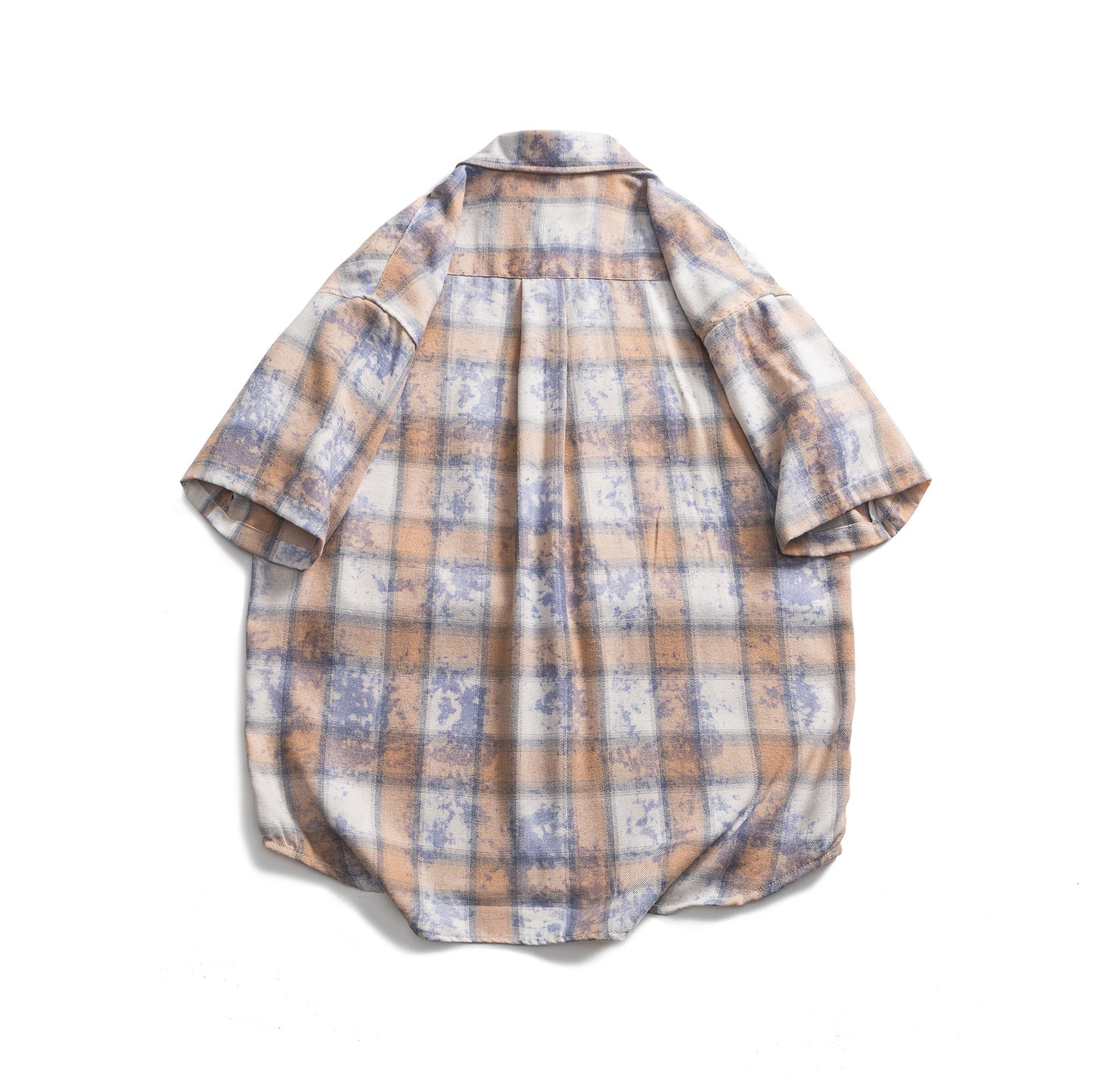 Checkered Camouflage Printed Short Sleeved Shirt for Men