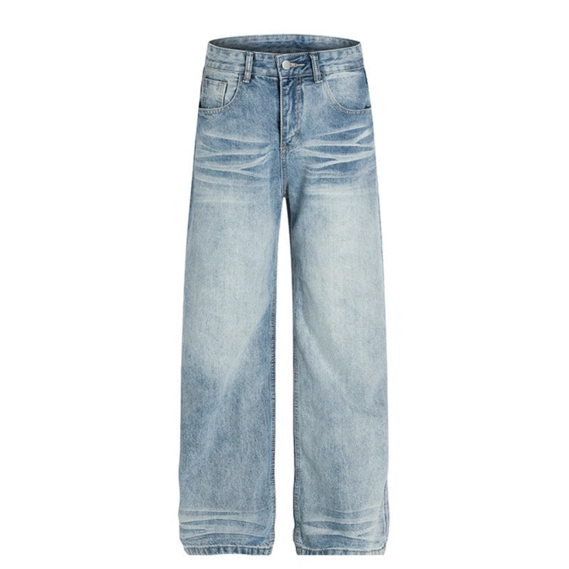 Washed and Ground White Lightning Pattern Jeans