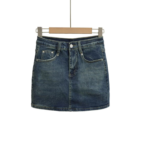 High-Waisted Denim Mini Skirt with Hip-Hugging Fit
