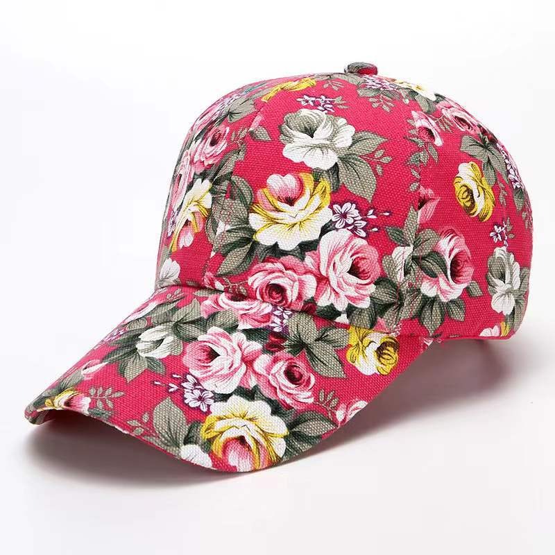 Small Floral Cloth Peony Baseball Cap Duck Bill Hat