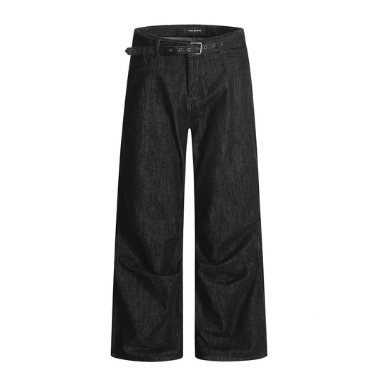 Water-Washed Faded Straight Fit Casual Trousers for Men and Women