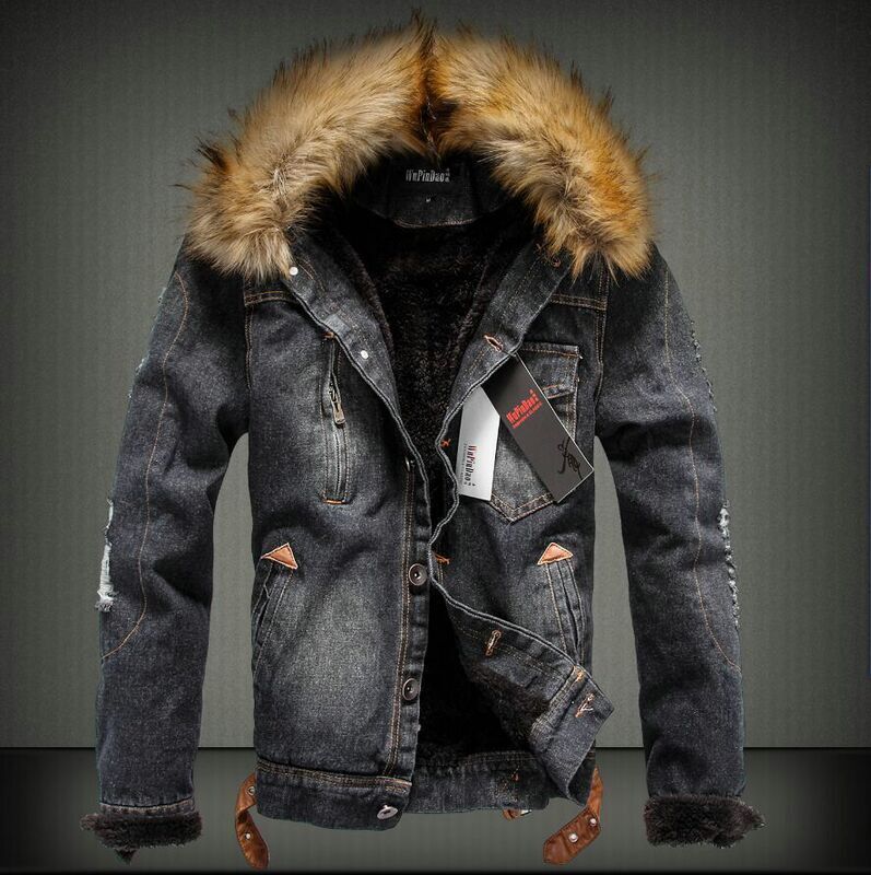 Casual Thickened Fleece-Lined Denim Jacket for Men