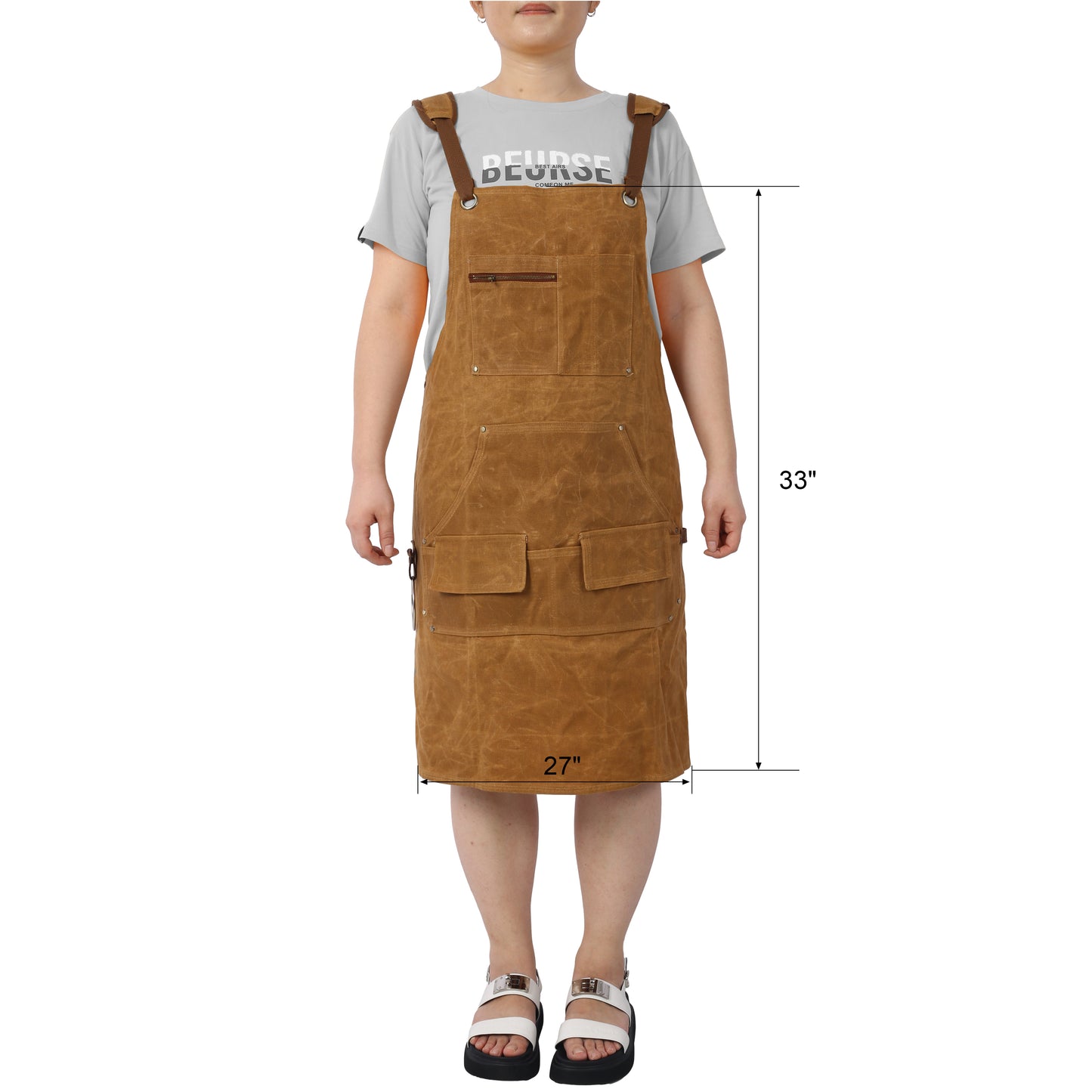 Long Heavy Duty Waxed Canvas Tool Apron