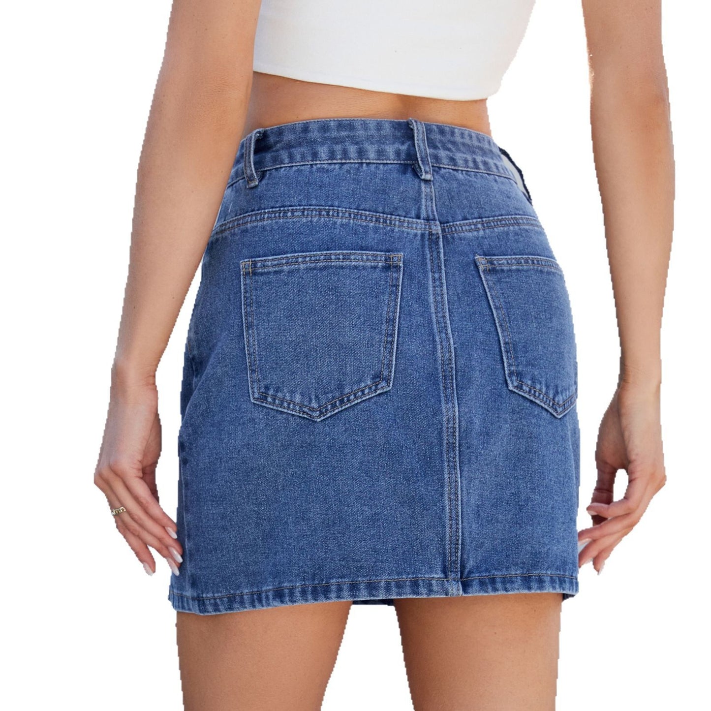 Women's Stylish Slit Denim Mini Skirt