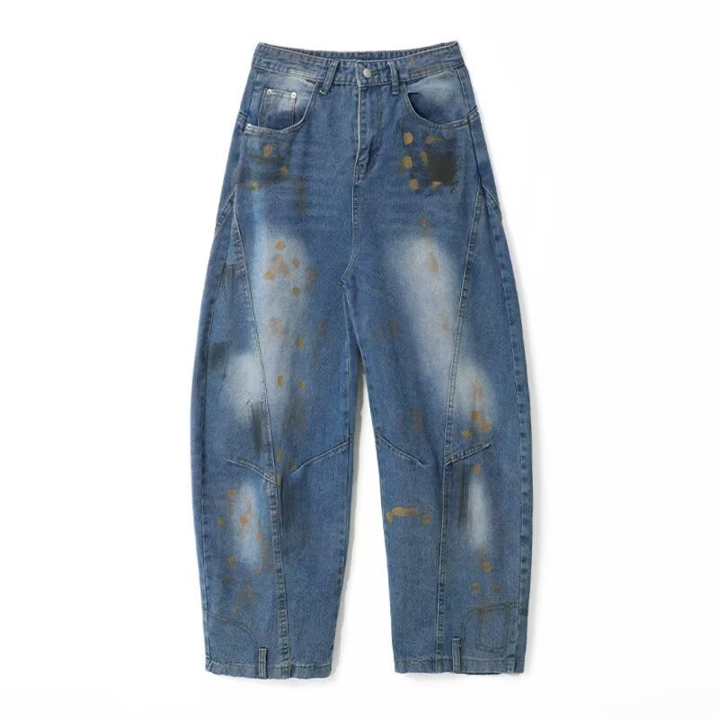 Old Graffiti Curved Knife Jeans for Men - Summer Style