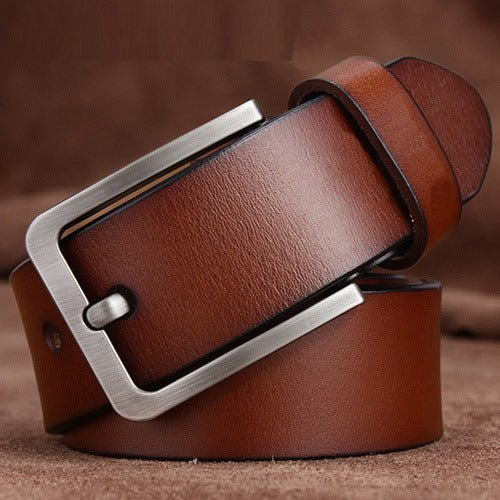 Men's Genuine Leather Belt - Retro Pin Buckle Belt - Versatile Thick Cowhide