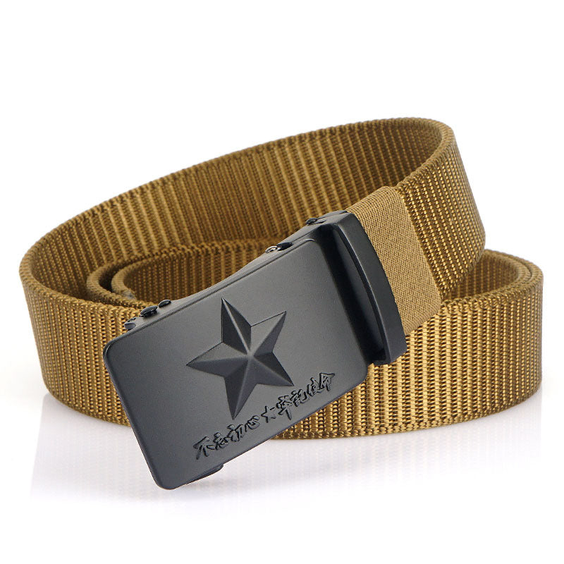 Men's Canvas Automatic Buckle Wide Belt
