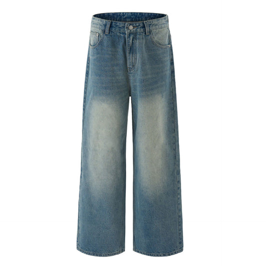 Simple Washed Retro Denim Long Pants