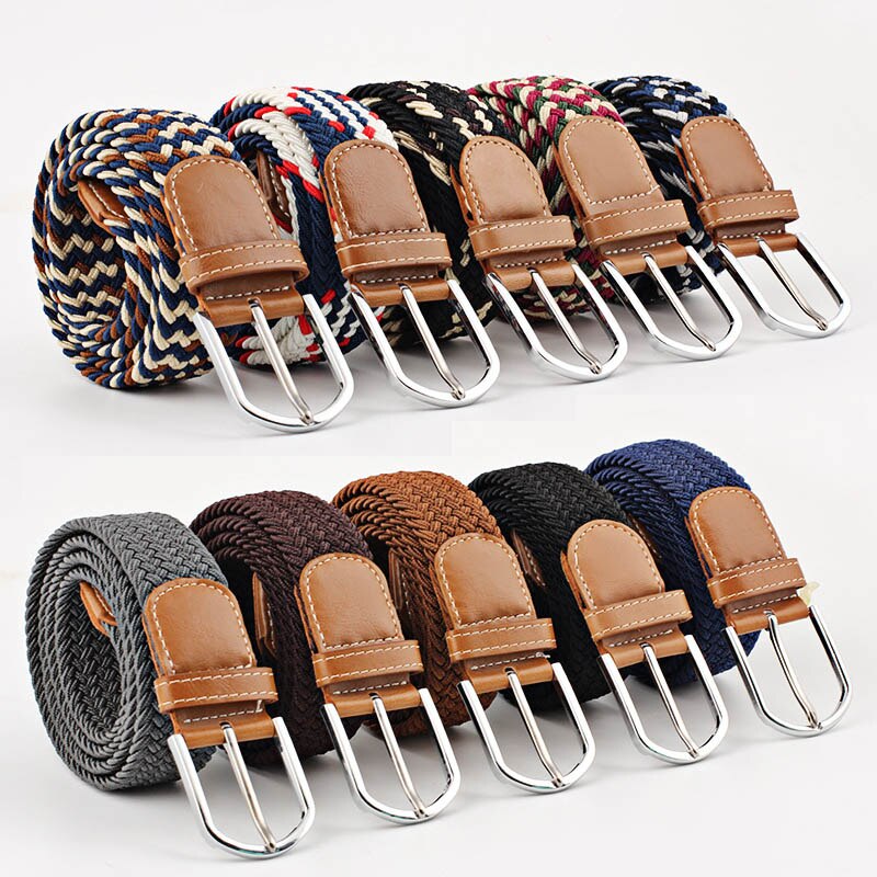 Women’s Striped Elastic Belt - Casual Waist Belt with Pin Buckle