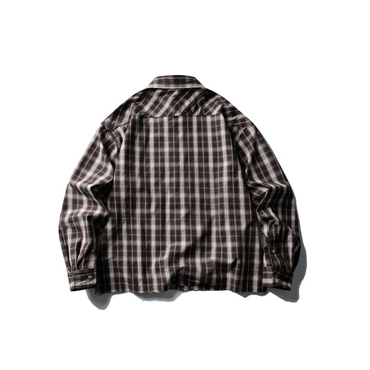 Loose Fringed Long Sleeved Checkered Shirt for Men and Women