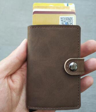 RFID Protected Vintage Automatic Leather Credit Card Holder for Men