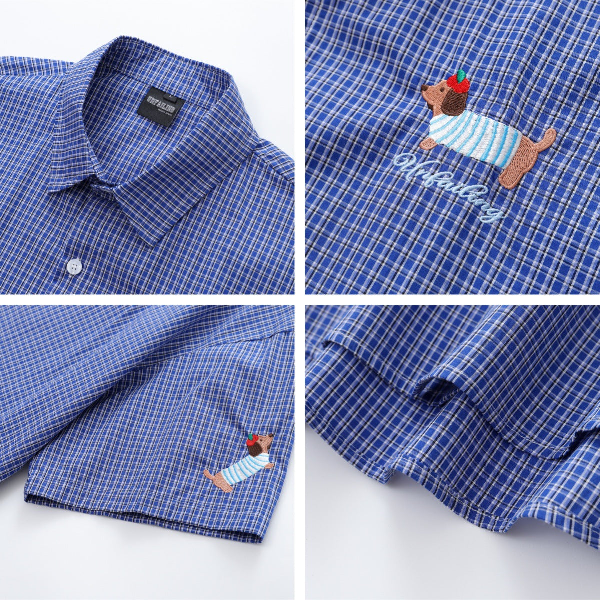 Retro Dachshund Embroidered Short Sleeve Shirt for Men and Women