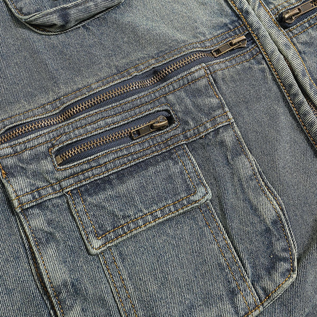 Washed Denim Work Tactical Vest with Pockets for Men