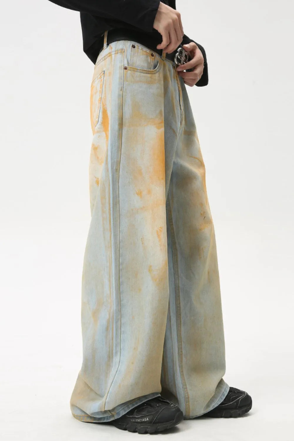 Waste Soil Wide Leg Jeans - Premium Japanese Denim