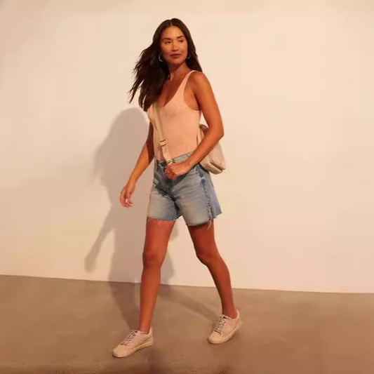 Loose Side Denim Shorts - Premium Japanese Craftsmanship