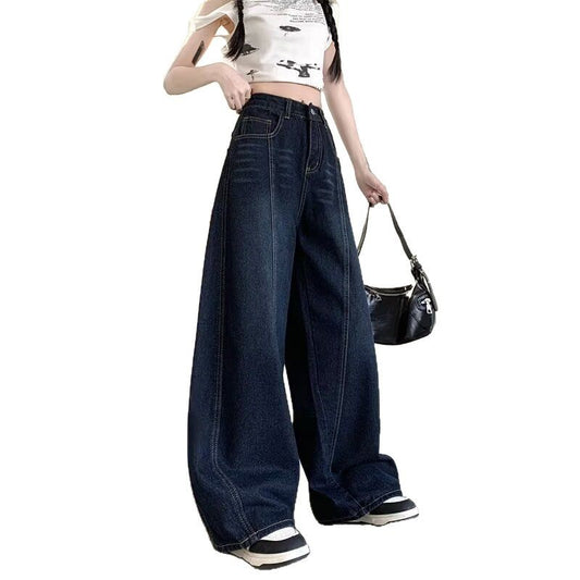Embroidered Loose Curved Knife Jeans for Women