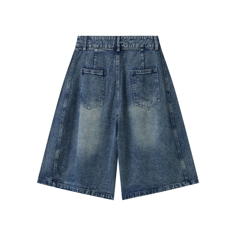 Wide-Leg Denim Shorts for Men and Women - Summer Loose Straight Leg Five-Point Pants