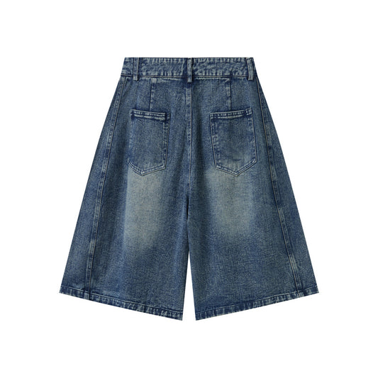 Wide-Leg Denim Shorts for Men and Women - Summer Loose Straight Leg Five-Point Pants