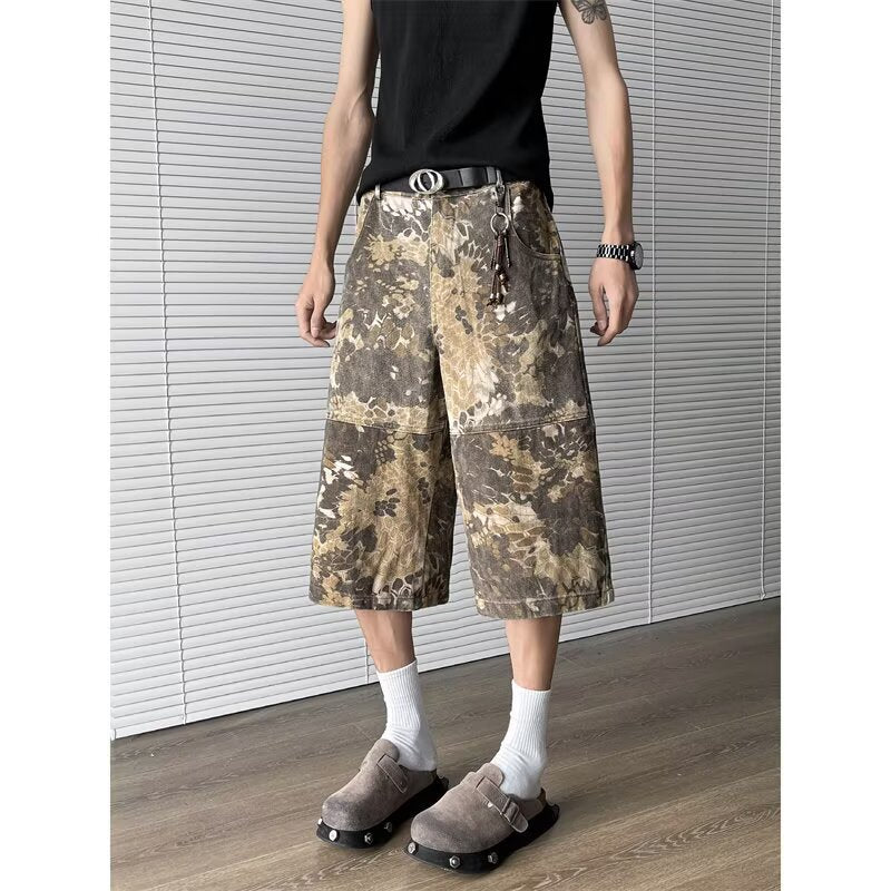 Casual Camouflage Denim Shorts for Men and Women