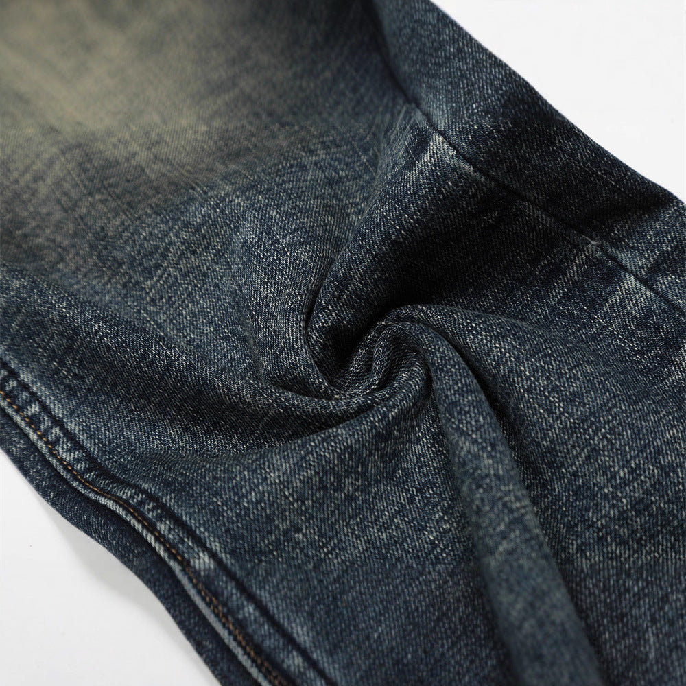 Men's Denim Jeans, Distressed Faded Straight Leg, Casual Loose Fit,  Pants