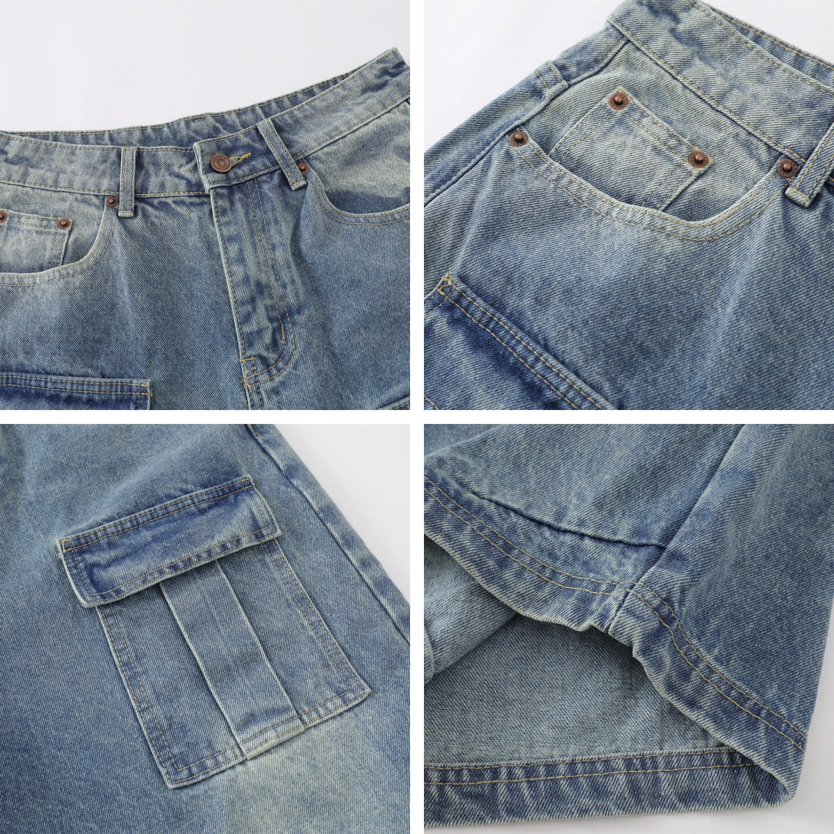 Premium Japanese Denim Unisex Loose Fit Mid-Length Pants