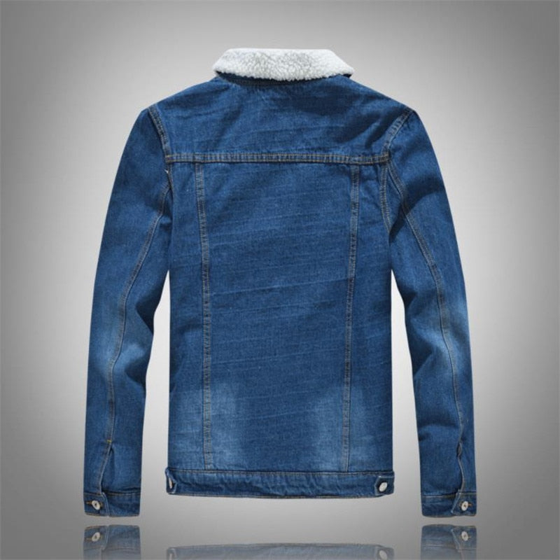 Men's Casual Denim Jacket Plus Velvet Warm Cotton Coat