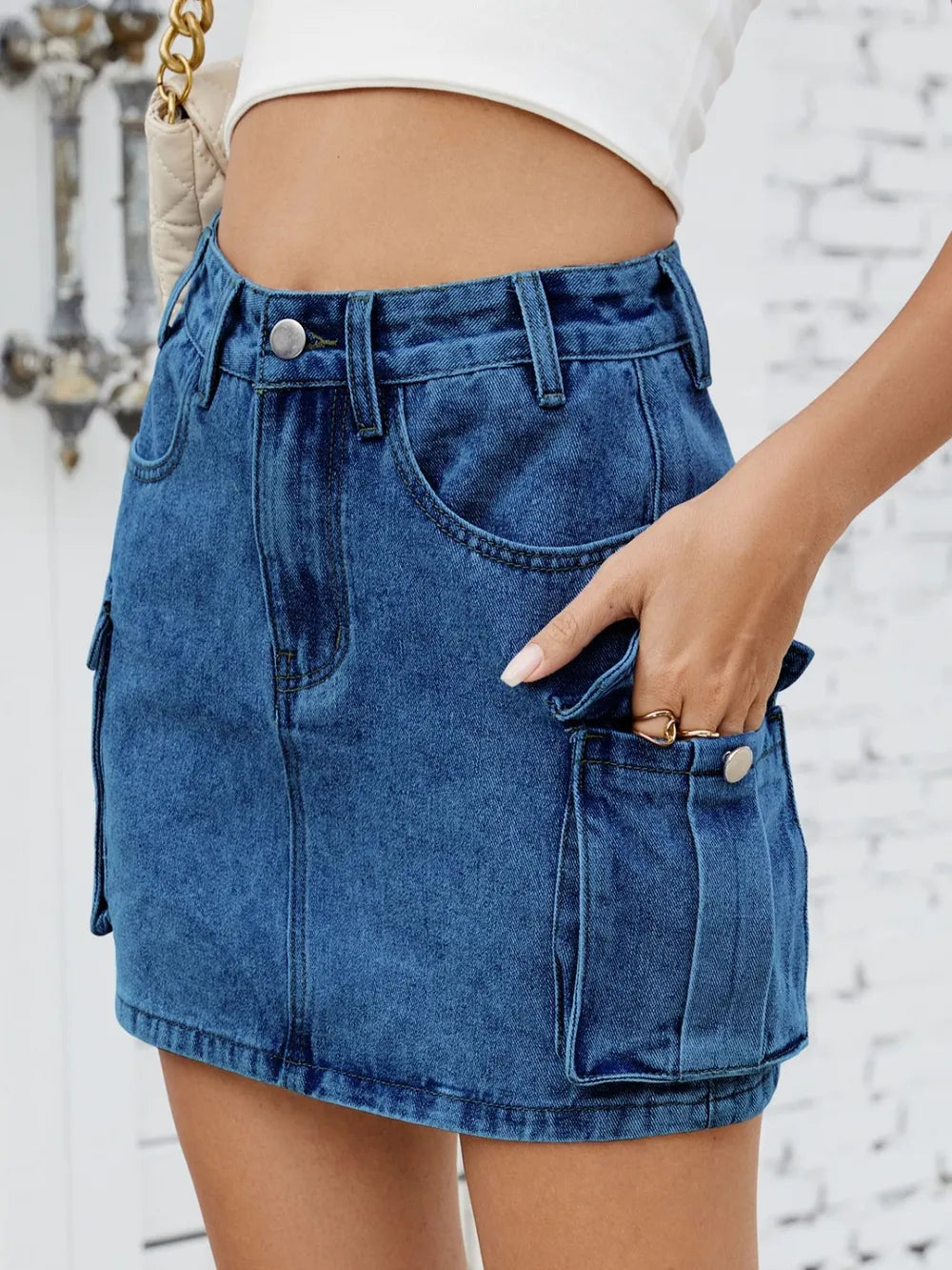 Luxury Japanese Denim Cargo Skirt – Durable and Stylish Design Inspired by Modern Streetwear