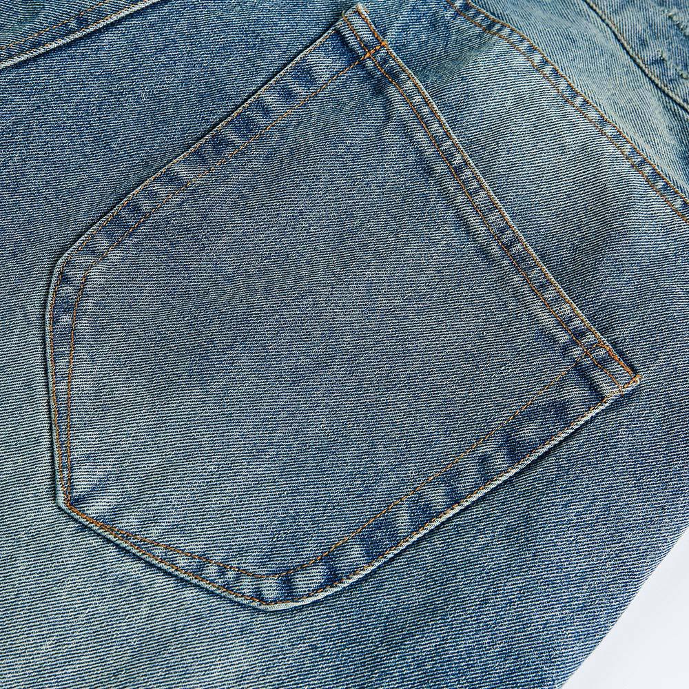 Men's Distressed Wide-Leg Denim Shorts with Frayed Hem