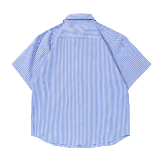 Minimally Striped Loose Short Sleeved Shirt for Men