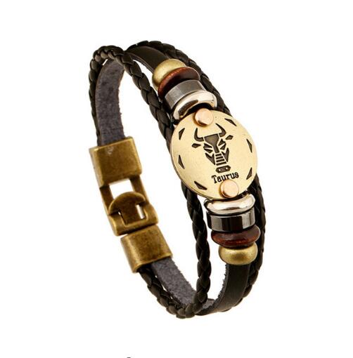 Bronze Alloy Buckles Zodiac Signs Bracelet
