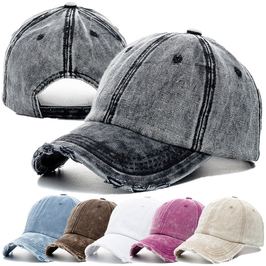 High-Quality Unisex Washed Cotton Baseball Cap - Adjustable Denim Hat for Casual Outdoor Fashion