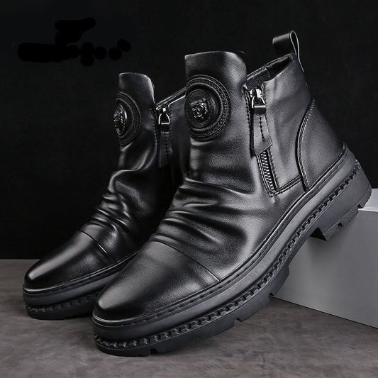 Men's Versatile Zipper Shoes Korean Version Martin Boots Men's Casual Shoes