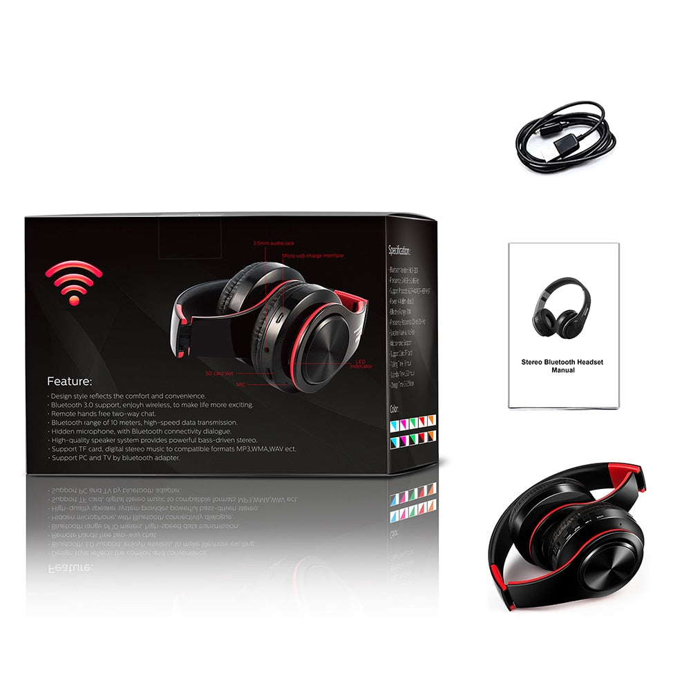 Wireless Bluetooth Headphones Over Ear With Mic Stereo Sound