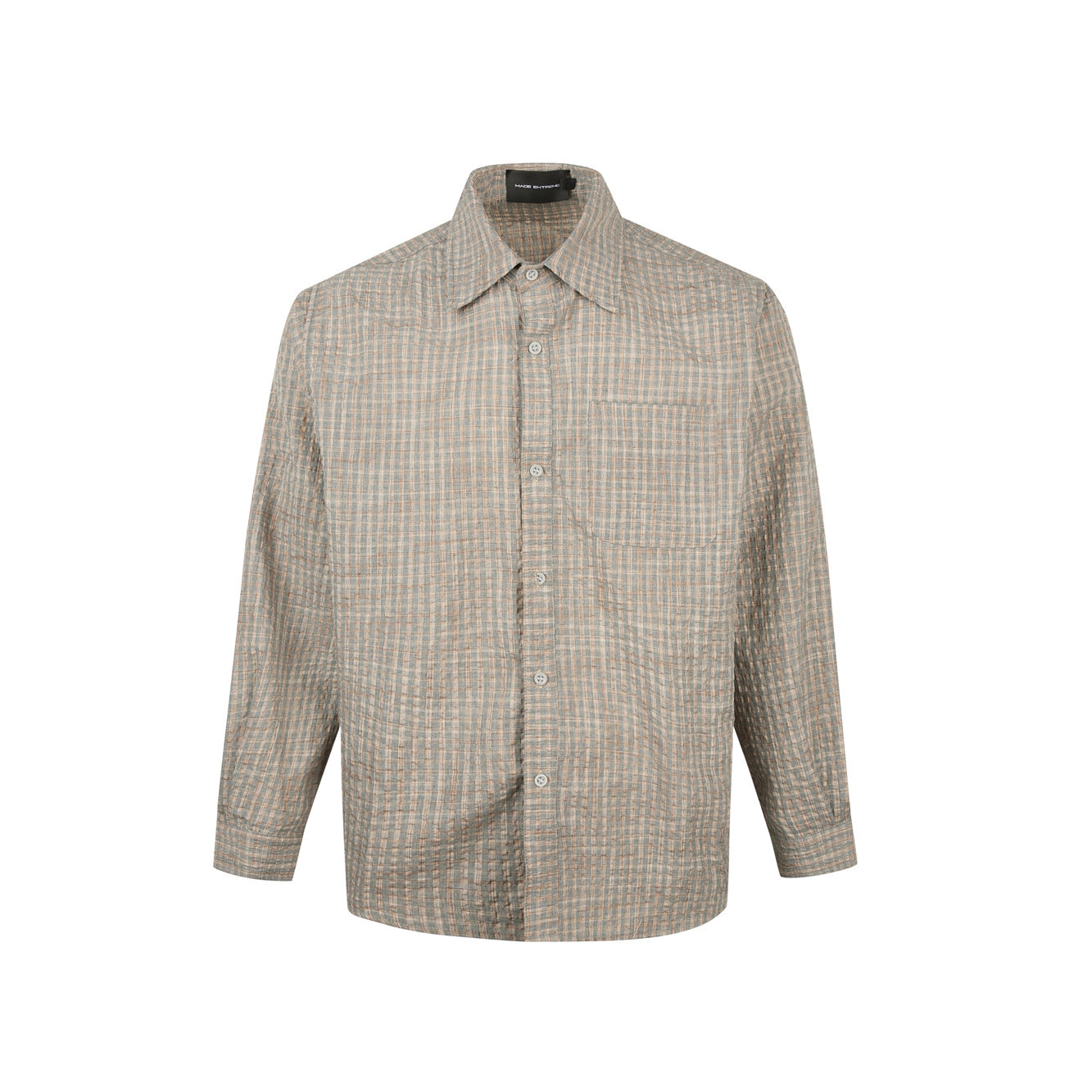 Woven Plaid Cross Yoke Loose Silhouette Short Sleeve Shirt