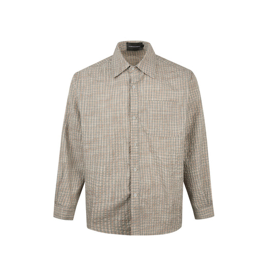 Woven Plaid Cross Yoke Loose Silhouette Short Sleeve Shirt
