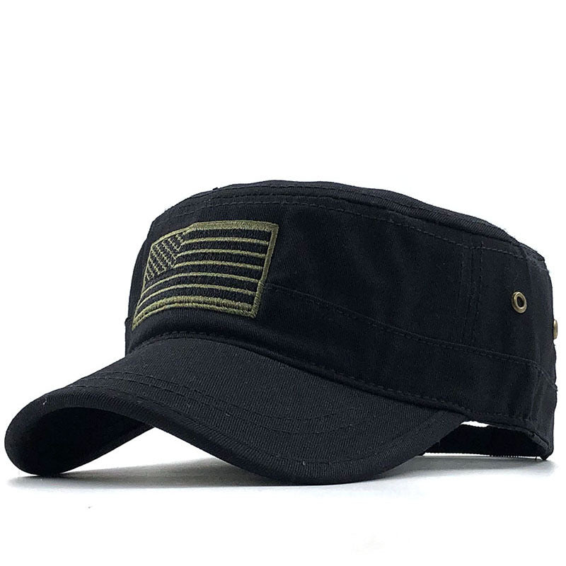Men's Washed Distressed Flat Top Military Cap
